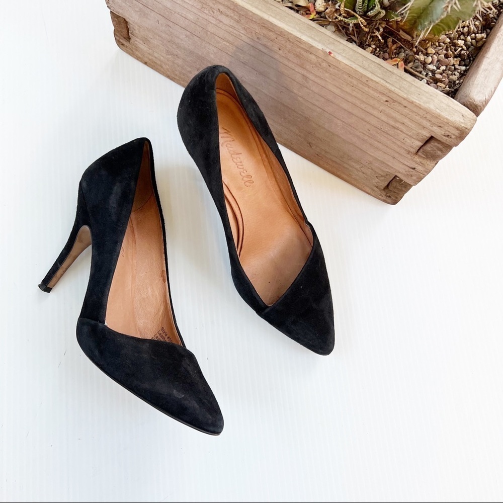 Madewell- Mira Black Suede Heels Size 6.5